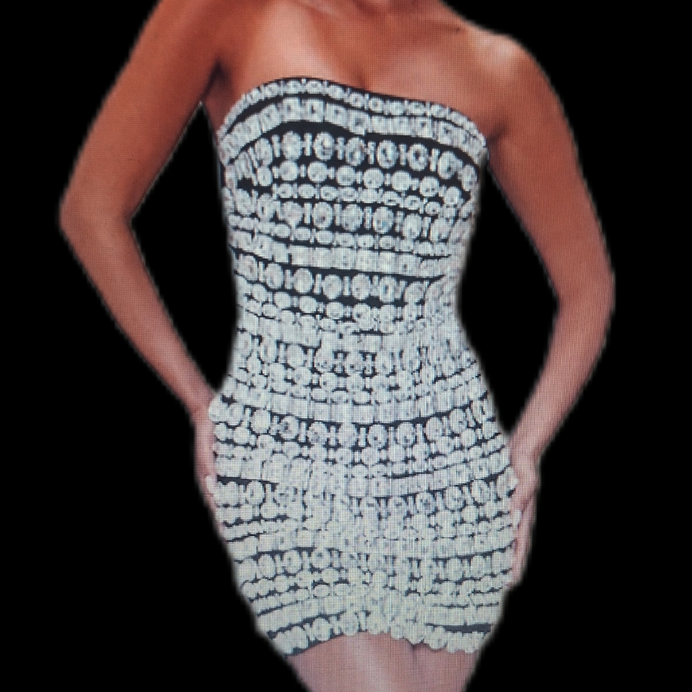 Black and White Homecoming/ Prom /Party Strapless Bodycon Dress